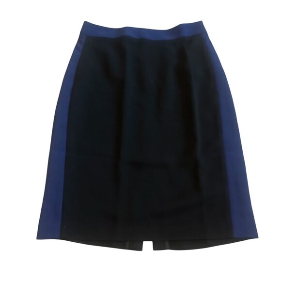 Diane Von Furstenberg Black Blue Color Block Pencil Skirt Slit Size 6 Women's - Picture 1 of 10